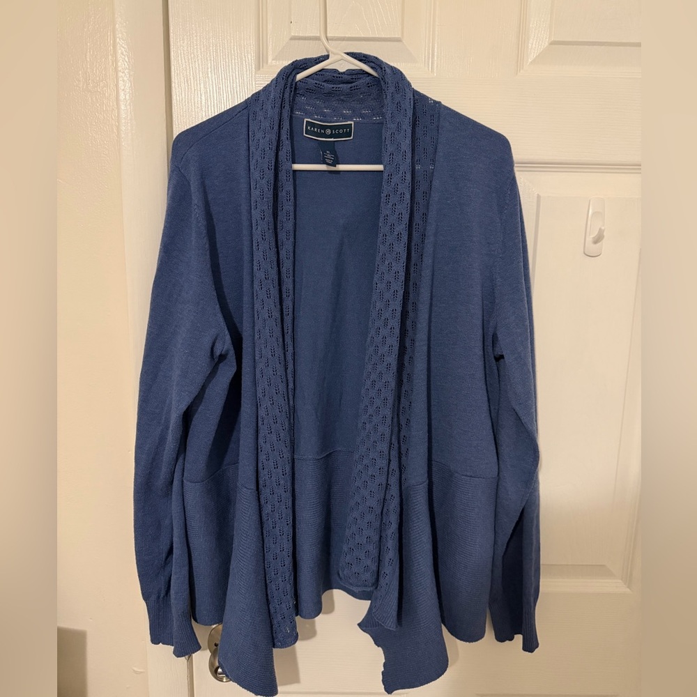 Karen Scott Knit Blue Cardigan
